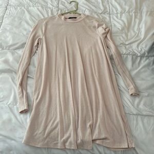 Light pink, long sleeve, mid length, high neck dress medium dress, Forever 21.